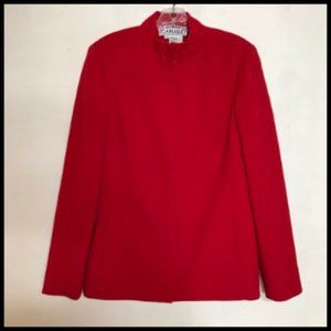 Vintage Carlisle Wool Blend Zip Front Jacket 2 Pockets Fully Lined Size 8